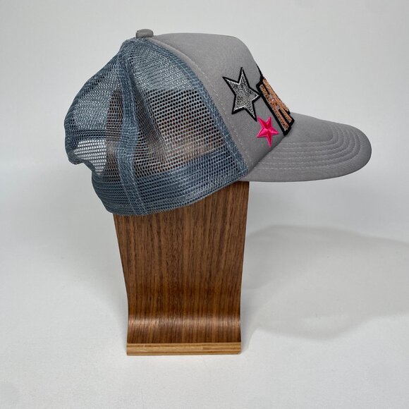 Trendy Gray "Howdy" Cowgirl Snapback‎ Hat with Sequin Patch and Stars - Picture 3 of 6